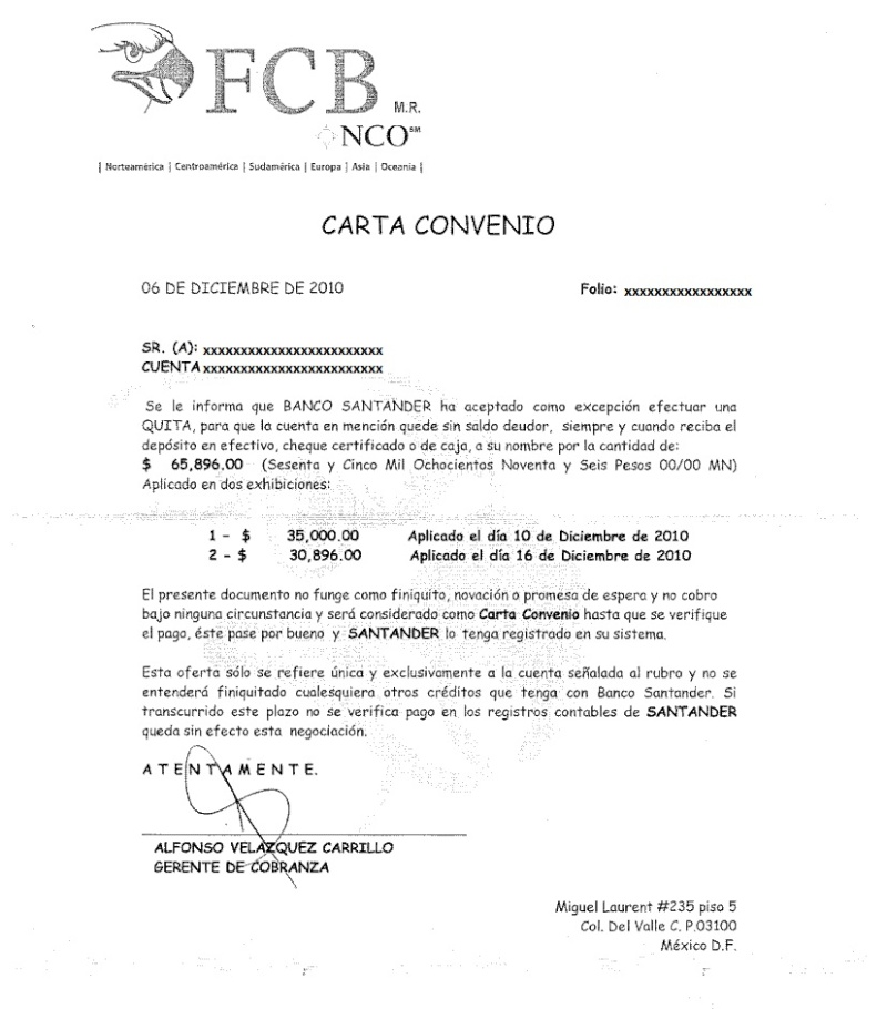 Carta De Finiquito De Tarjeta De Credito Banco De 